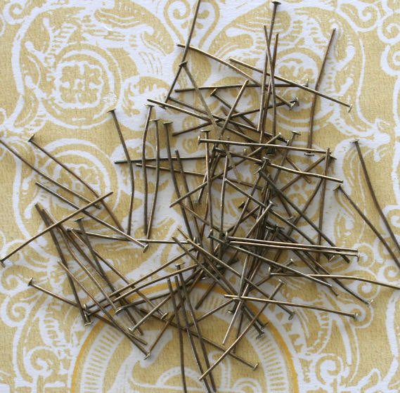Antique Bronze Flat Head Pins - 30mm - 300 Pieces - PIN014