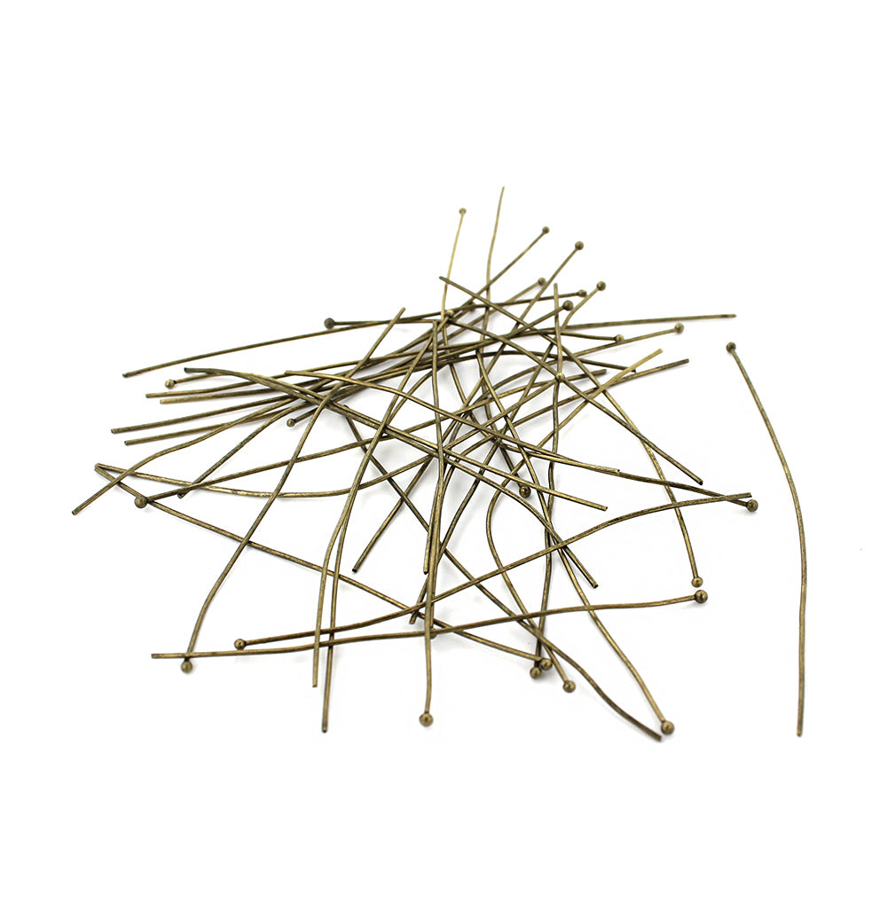 Antique Bronze Tone Ball Head Pins - 7cm - 100 Pieces - PIN058