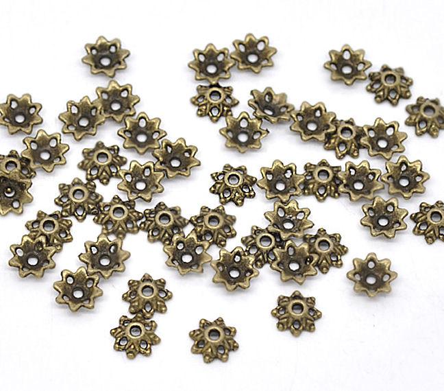Antique Bronze Tone Bead Caps - 8mm x 3mm - 50 Pieces - BC360