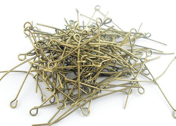 Antique Bronze Tone Eye Pins - 50mm - 300 Pieces - PIN33