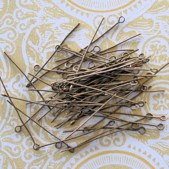Antique Bronze Tone Eye Pins - 50mm - 300 Pieces - PIN34