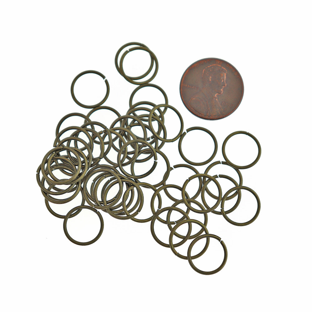 Antique Bronze Tone Jump Rings 12mm x 1mm - Open 18 Gauge - 200 Rings - J046