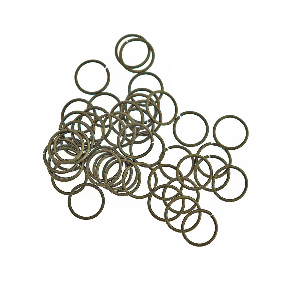 Antique Bronze Tone Jump Rings 12mm x 1mm - Open 18 Gauge - 200 Rings - J046
