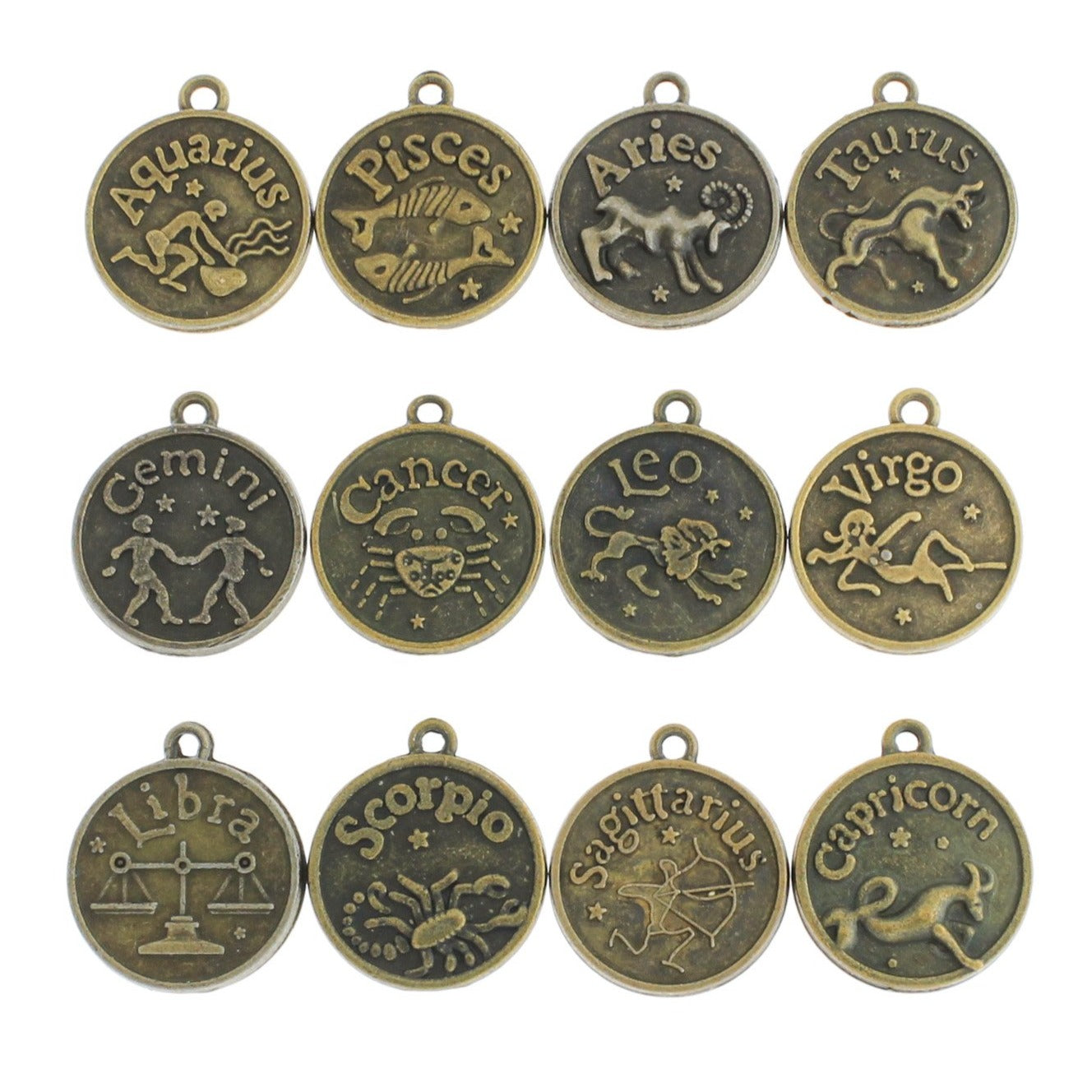 Antique Bronze Zodiac Collection 12 Different Charms - BC1274H
