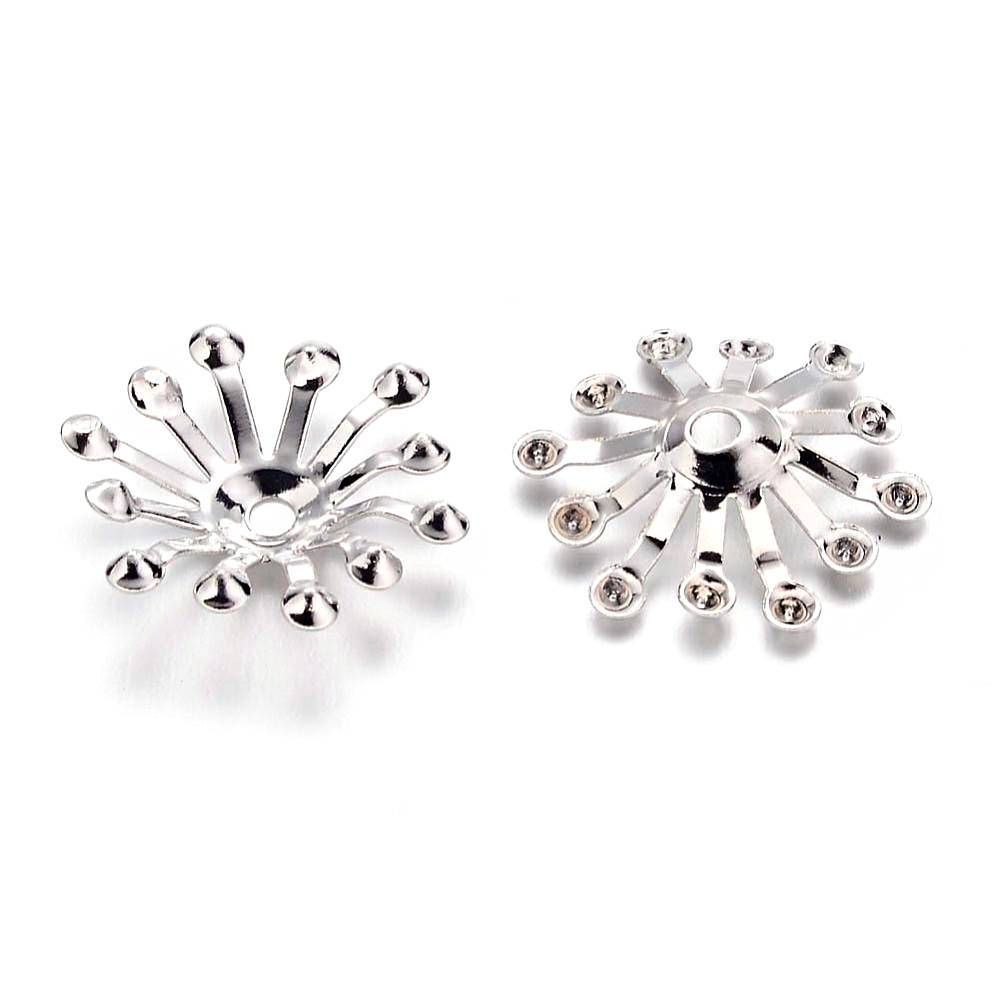 Antique Silver Tone Bead Caps - 15mm x 3.5mm - 15 Pieces - FD531