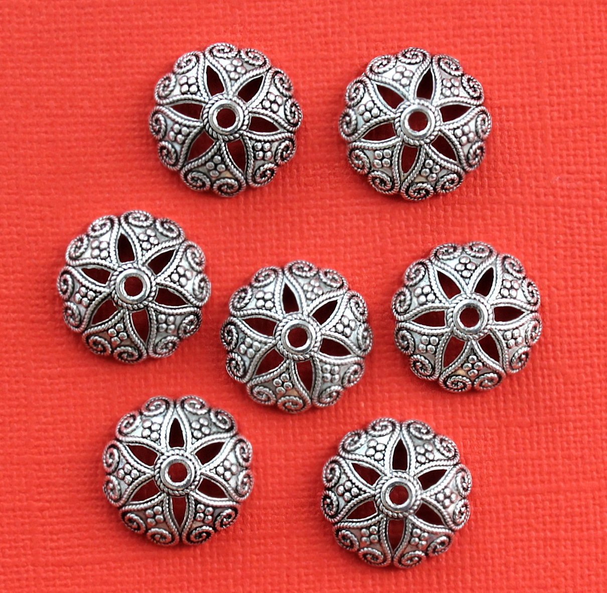 Antique Silver Tone Bead Caps - 20mm x 7mm - 10 Pieces - SC4732