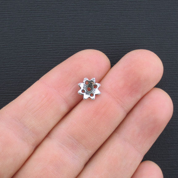 Antique Silver Tone Bead Caps - 8.7mm x 3mm - 50 Pieces - SC1615