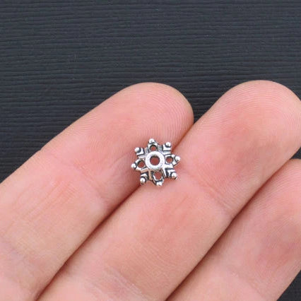 Antique Silver Tone Bead Caps - 8.7mm x 3mm - 50 Pieces - SC1615