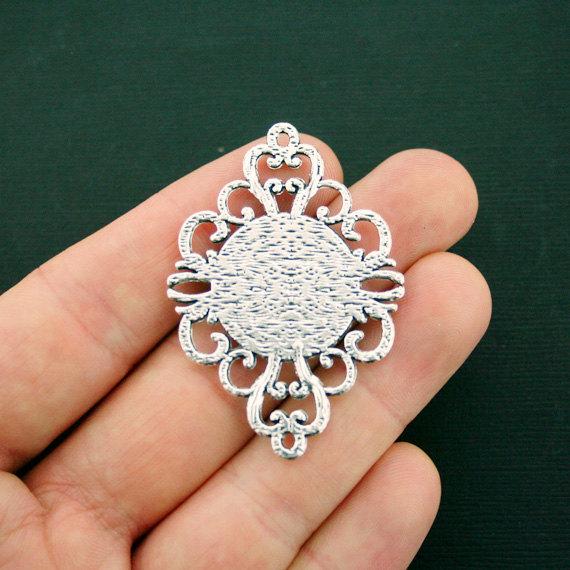 Antique Silver Tone Cabochon Settings - 17mm Tray - 2 Pieces - SC6375