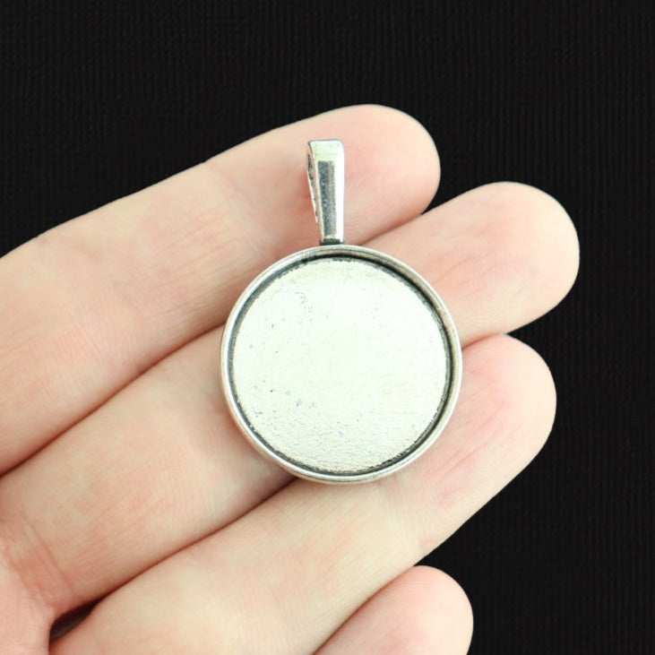 Antique Silver Tone Cabochon Settings - 25mm Tray - 2 Pieces - SC7890