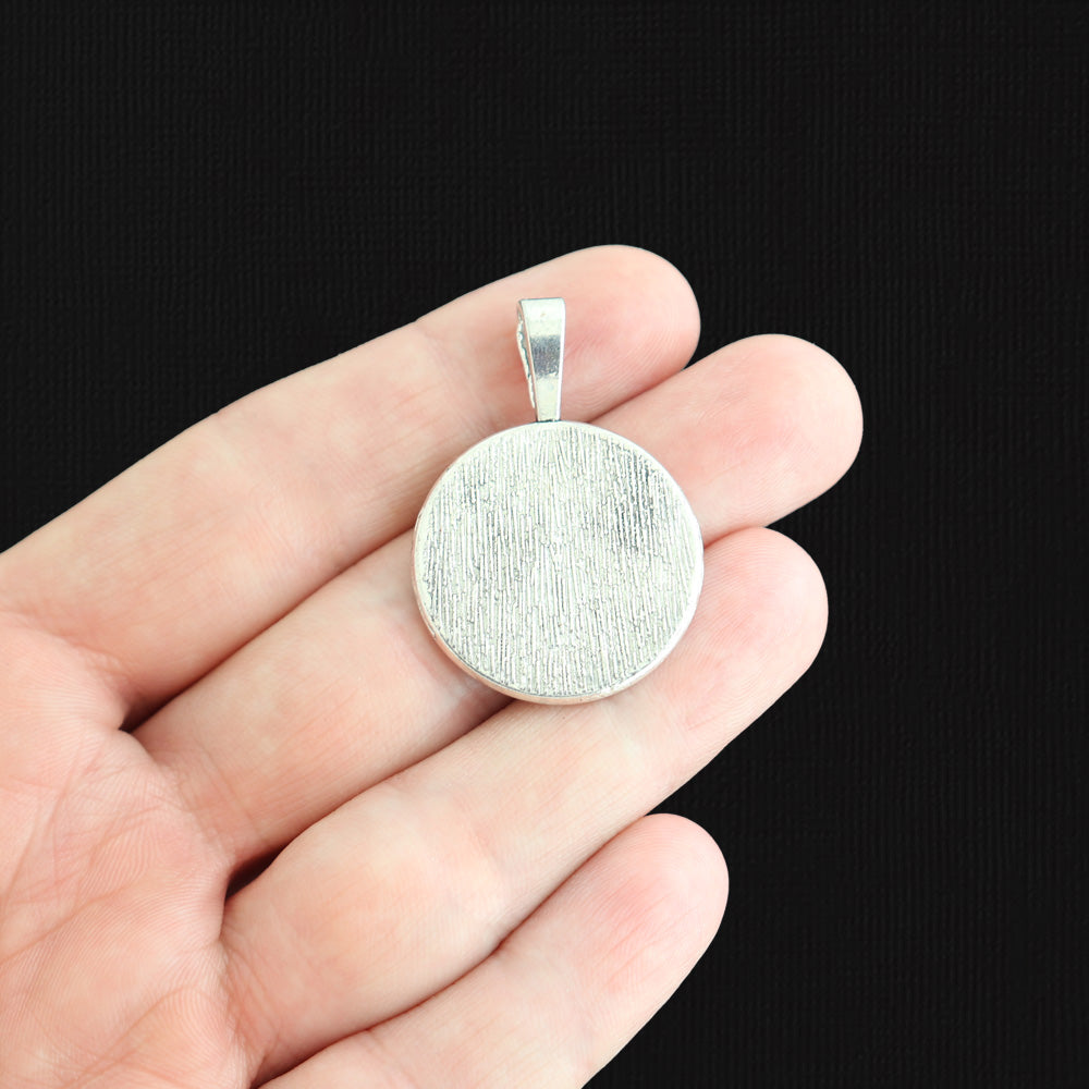 Antique Silver Tone Cabochon Settings - 25mm Tray - 6 Pieces - SC7885