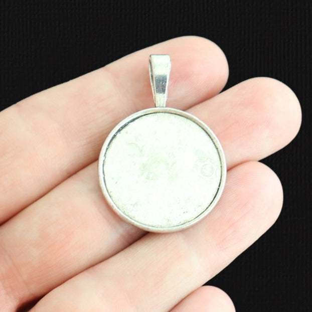 Antique Silver Tone Cabochon Settings - 25mm Tray - 6 Pieces - SC7885