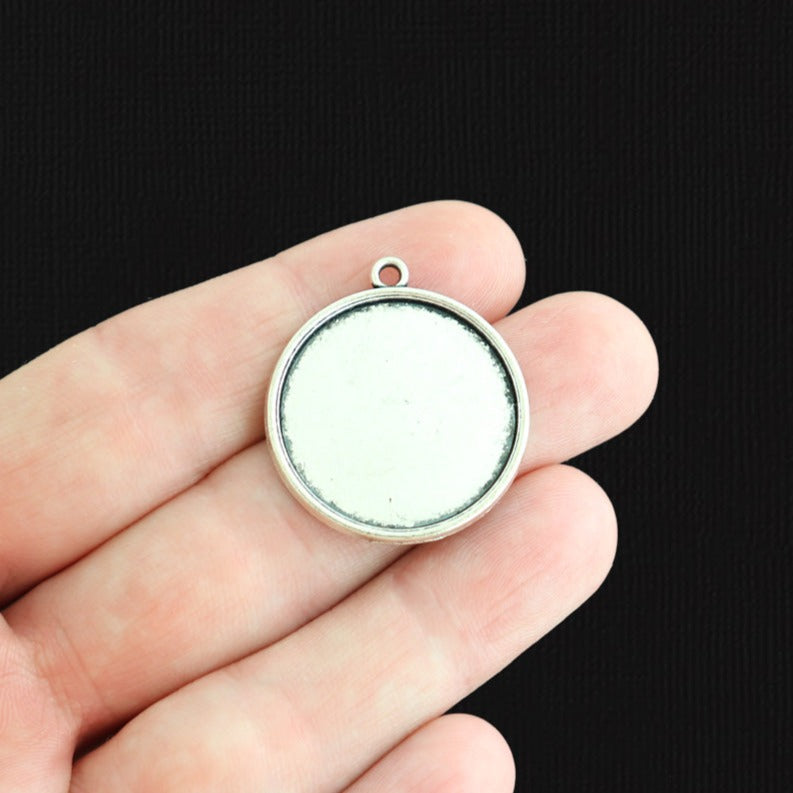 Supports de cabochons argentés antiques - Plateau de 25 mm - 8 pièces - SC7887