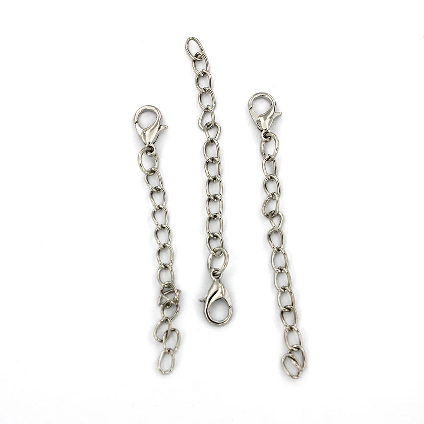 Antique Silver Tone Extender Chains With Lobster Clasp - 65mm x 3.5mm - 10 Pieces - Z876