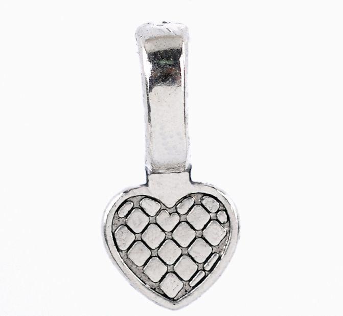 Antique Silver Tone Glue On Bails - 10mm x 22mm - 10 Pieces - FD047