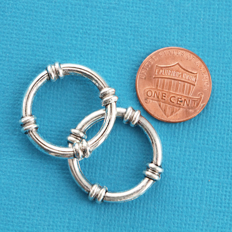 Antique Silver Tone Jump Rings 25mm x 3mm - Closed 9 Gauge - 5 Rings - FD219