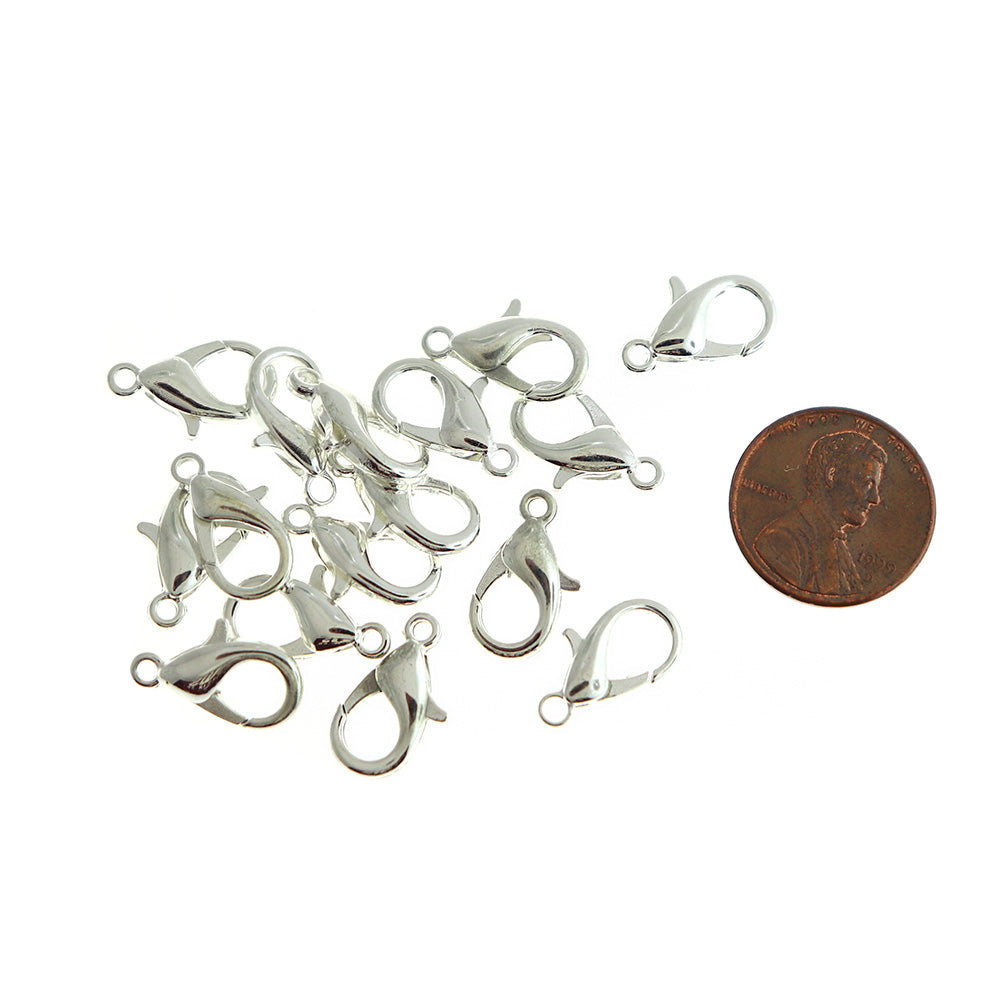 Fermoirs de homard argentés antiques 16 mm x 8 mm - 10 fermoirs - FF310