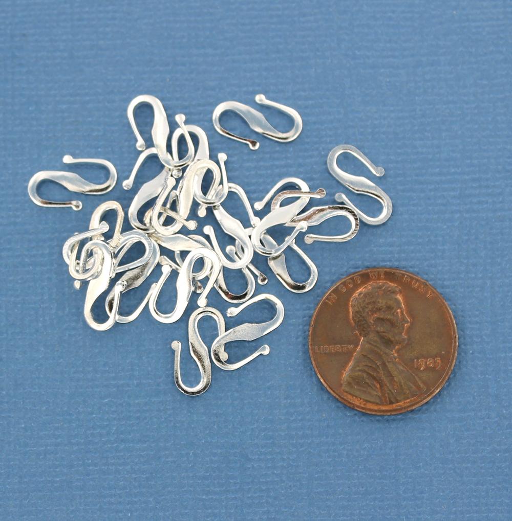 Antique Silver Tone S Hook Clasps - 12mm x 7mm - 15 Clasps - Z750