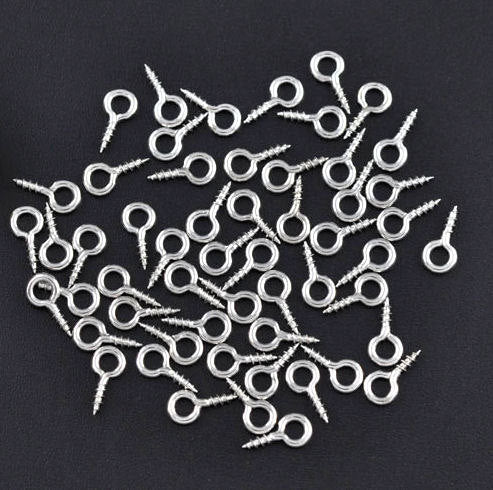 Antique Silver Tone Screw Eye Bails - 8mm x 4mm - 150 Pieces - FD024