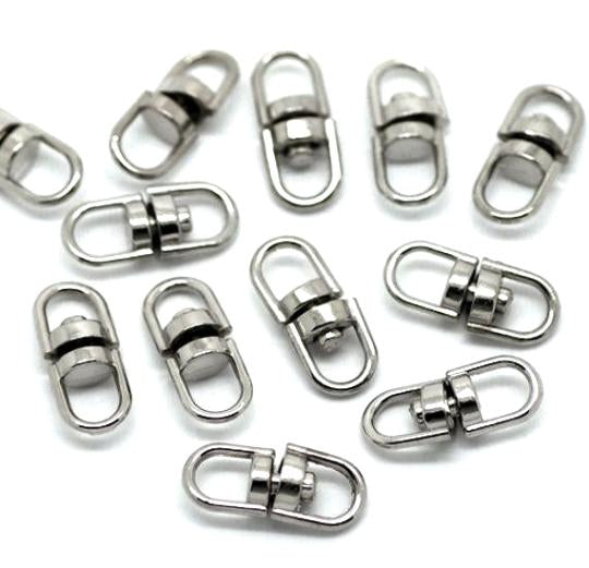 Antique Silver Tone Swivel Key Ring Connectors - 19mm - 20 Pieces - Z018