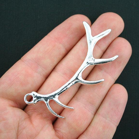 Antler Antique Silver Tone Charm 2 Sided - SC3971