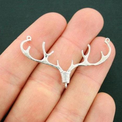 Antler Connector Silver Tone Charm 3D - SC6636