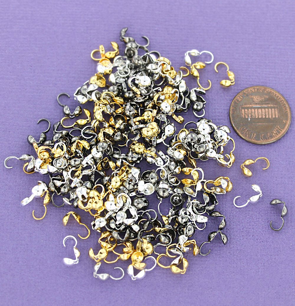 Assorted Bead Tips - 9mm x 3.5mm Clamshell - 100 Pieces - FD495