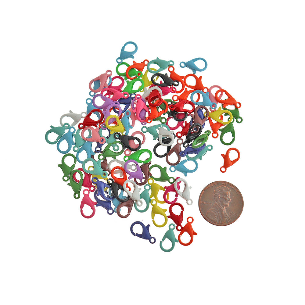 Assorted Enamel Lobster Clasps 12mm x 8mm - 15 Clasps - FF314