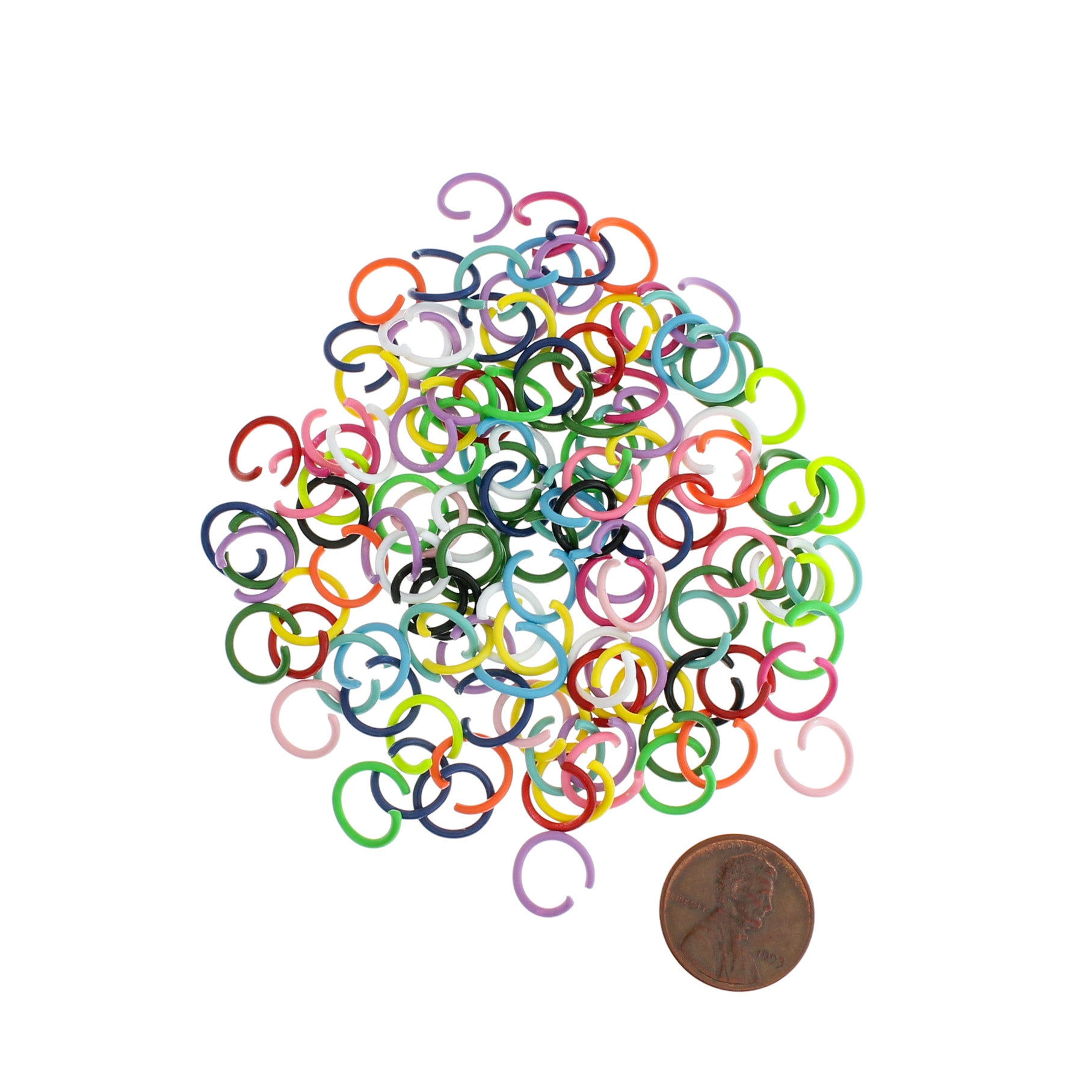 Assorted Rainbow Enamel Plated Jump Rings 10.5mm x 1mm - Open 18 Gauge - 500 Rings - J200