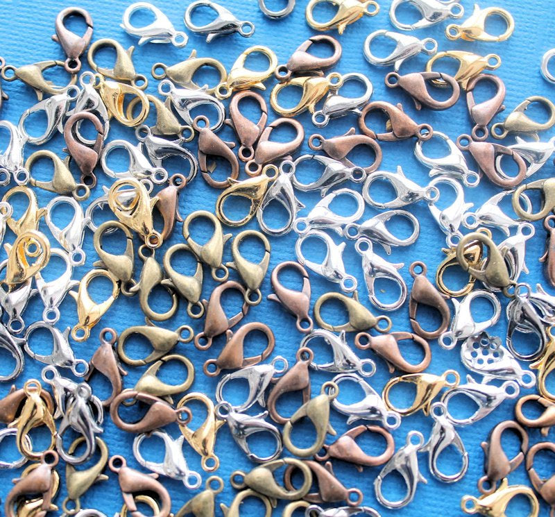 Assorted Tone Lobster Clasps 10mm x 6mm - 100 Clasps - FD102