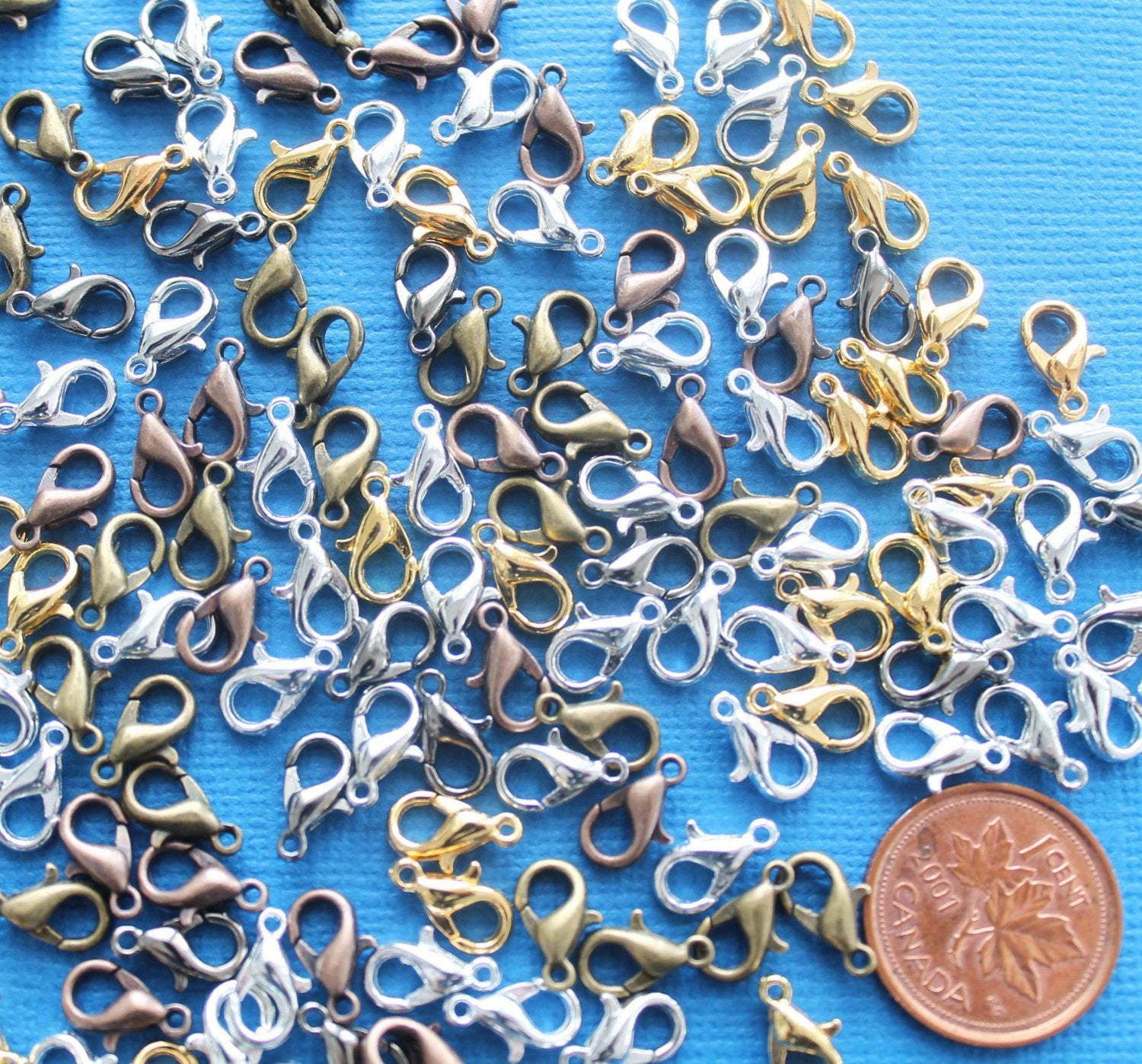 Assorted Tone Lobster Clasps 12mm x 7mm - 100 Clasps - FD101