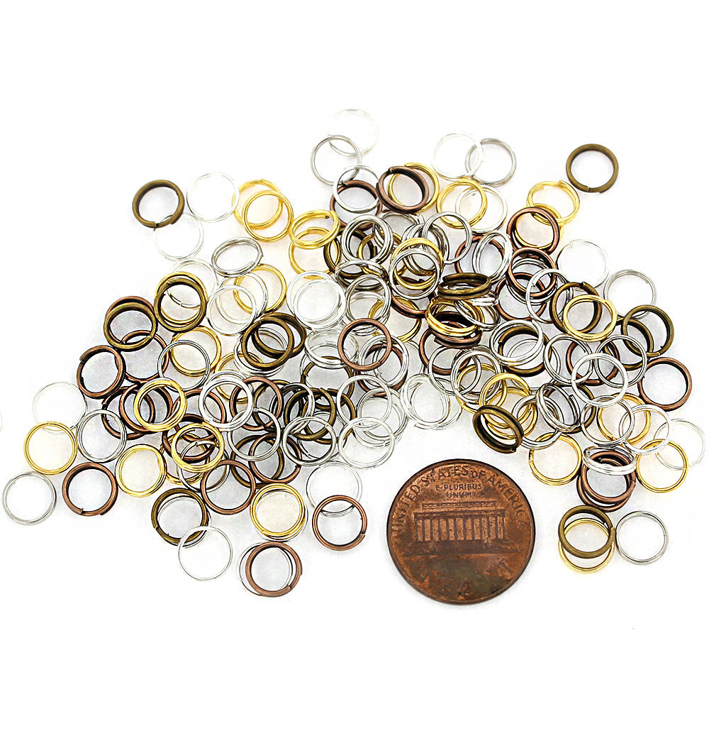 Assorted Tone Split Rings 7mm - Open 21 Gauge - 50 Rings - FD377