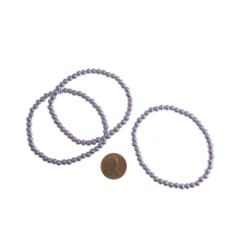Bracelet perle de verre ronde 4mm - 8mm - Choisissez votre taille - Cyan - BB137
