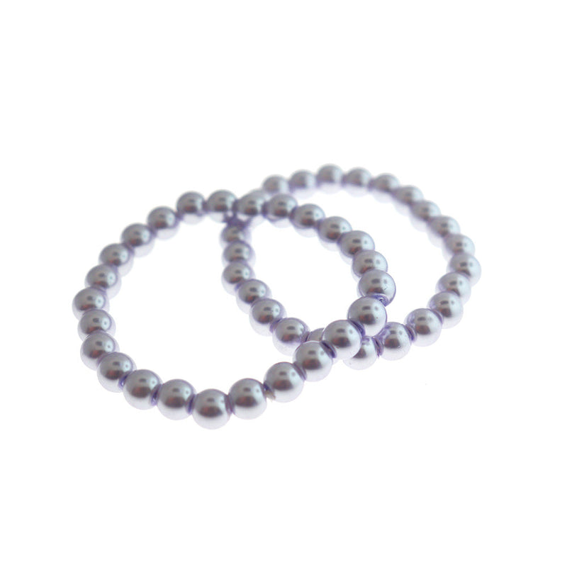Round Glass Pearl Bead Bracelet 4mm - 8mm - Choose Your Size - Cyan - BB137