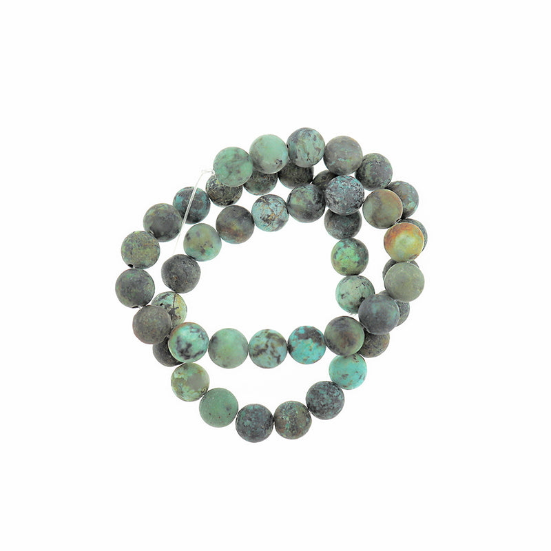 Perles rondes de turquoise africaine naturelle 8mm - Tons de terre givrés - 20 perles - BD1119