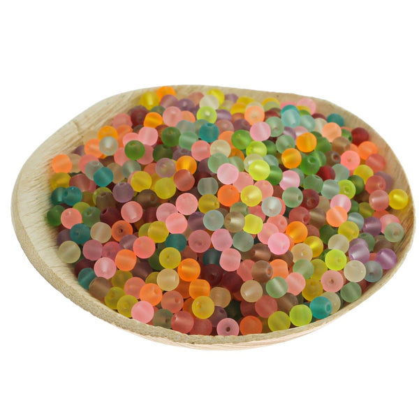 Perles de verre rondes 4mm - 10mm - Choisissez votre taille - Arc-en-ciel givré - 100 perles - BD1364