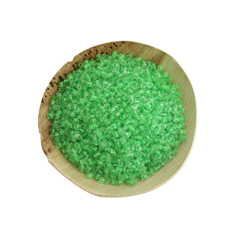 Perles de Verre de Rocaille 3mm - Glow in the Dark Green -100g 4160 Perles - BD1426
