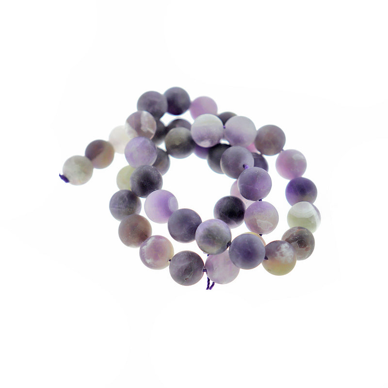 Round Natural Amethyst Beads 6mm - 10mm - Choose Your Size - Frosted Purple - 1 Full 15.74" Strand - BD1626