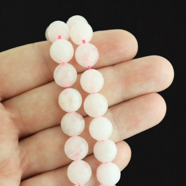 Faceted Round Natural Rose Quartz Beads 8mm or 10mm - Choose Your Size - Petal Pink - 1 Full Strand - BD1630