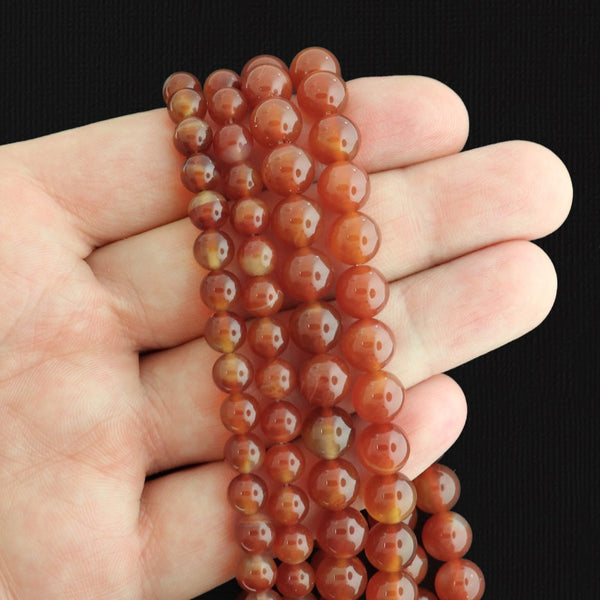 Round Natural Agate Beads 6mm or 8mm - Choose Your Size - Volcano Red - 1 Full 16" Strand - BD1668
