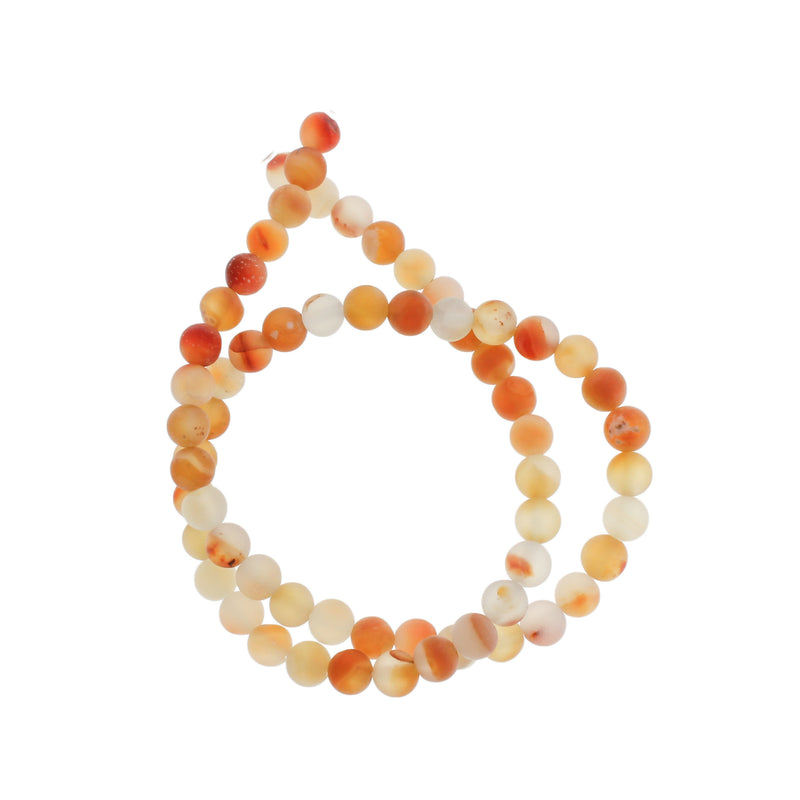 Round Natural Carnelian Beads 6mm - 8mm - Choose Your Size - Frosted Fiery Red and Oranges - 1 Full Strand - BD1670