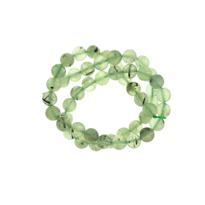 Perles de prehnite naturelles rondes 6mm ou 8mm - Choisissez votre taille - Vert pâle - 1 brin complet de 15,5" - BD1691
