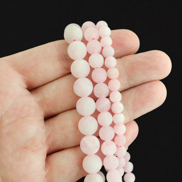 Perles rondes en quartz rose naturel 6 mm - 10 mm - Choisissez votre taille - Rose pétale - 1 brin complet - BD1704