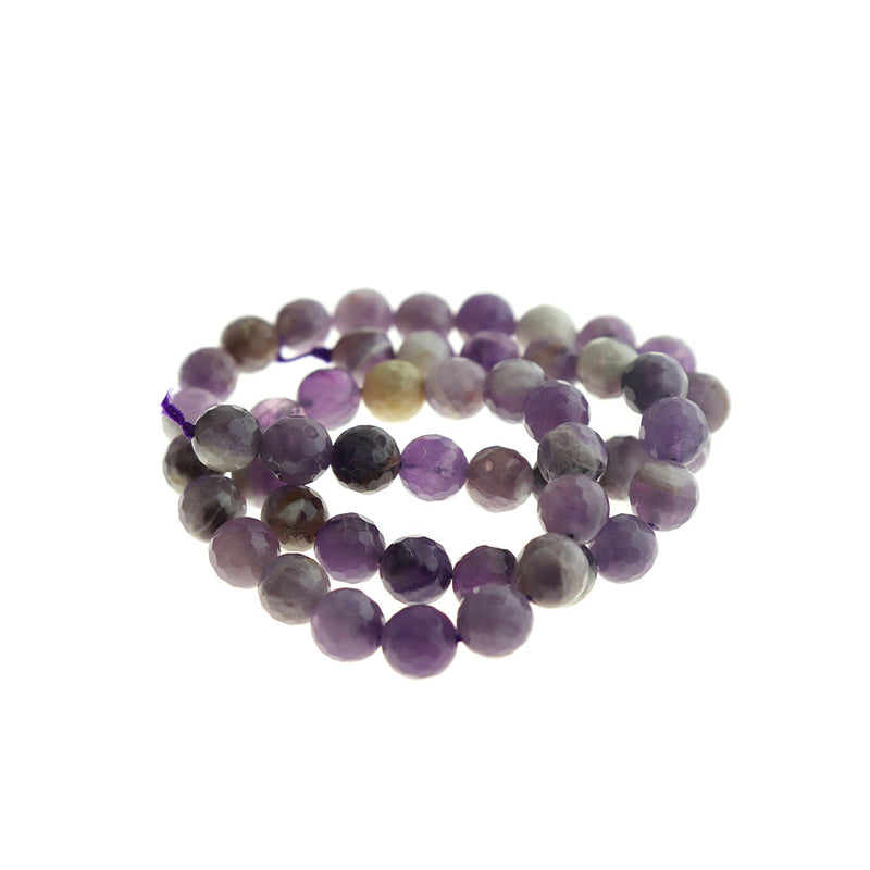 Faceted Natural Amethyst Beads 8mm - Purple Tones - 1 Strand 49 beads - BD1713