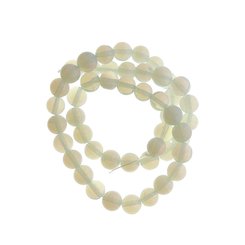 Round Opalite Beads 8mm or 10mm - Choose Your Size - Creamy White - 1 Full 15.7" Strand - BD1714