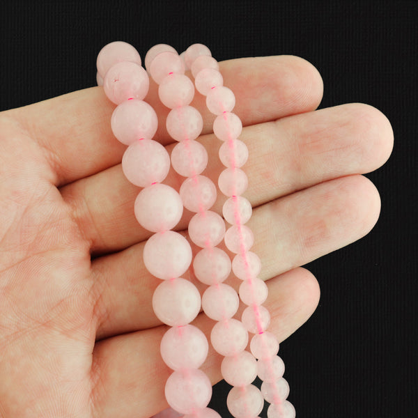 Perles rondes en quartz rose naturel 6 mm - 10 mm - Choisissez votre taille - Rose pétale - 1 brin complet - BD1761