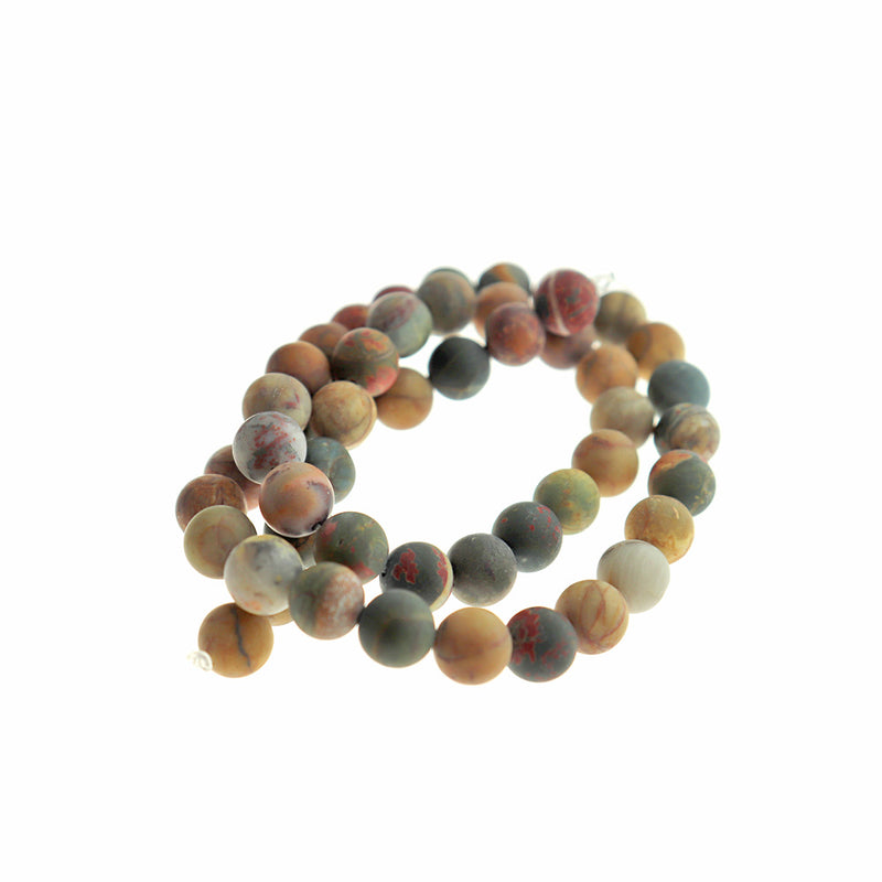 Round Natural Jasper Beads 8mm or 10mm - Choose Your Size - Fiery Earth Tones - 1 Full 15.5" Strand - BD1769