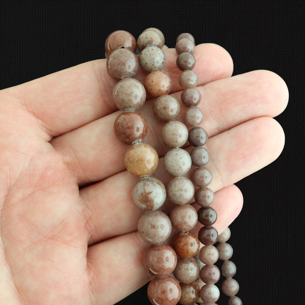 Perles d'aventurine naturelles rondes 6mm - 10mm - Choisissez votre taille - Violet tacheté - 1 brin complet de 15,5" - BD1788