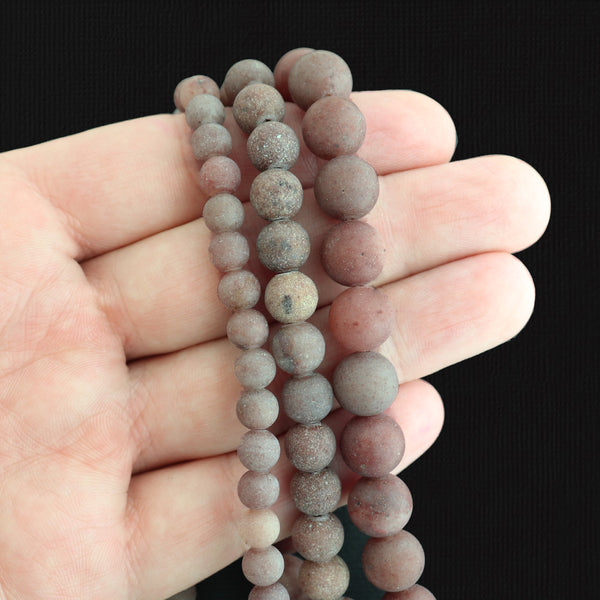 Round Natural Aventurine Beads 6mm -10mm - Choose Your Size - Frosted Purple - 1 Full 15.5" Strand - BD1789
