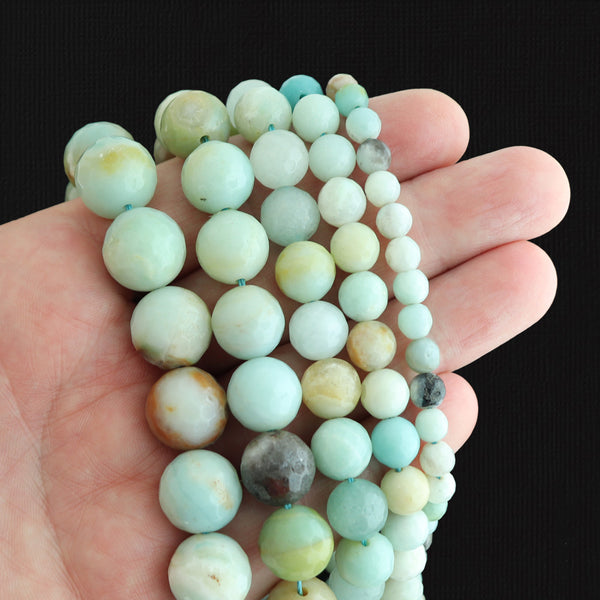 Perles d'amazonite naturelle à facettes 6mm - 14mm - Choisissez votre taille - Tons de plage calmes - 1 brin complet - BD1796